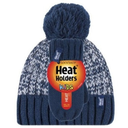 HEAT HOLDERS Turn Over Thermal Beanie & Mittens Set - Kids 3-6 years