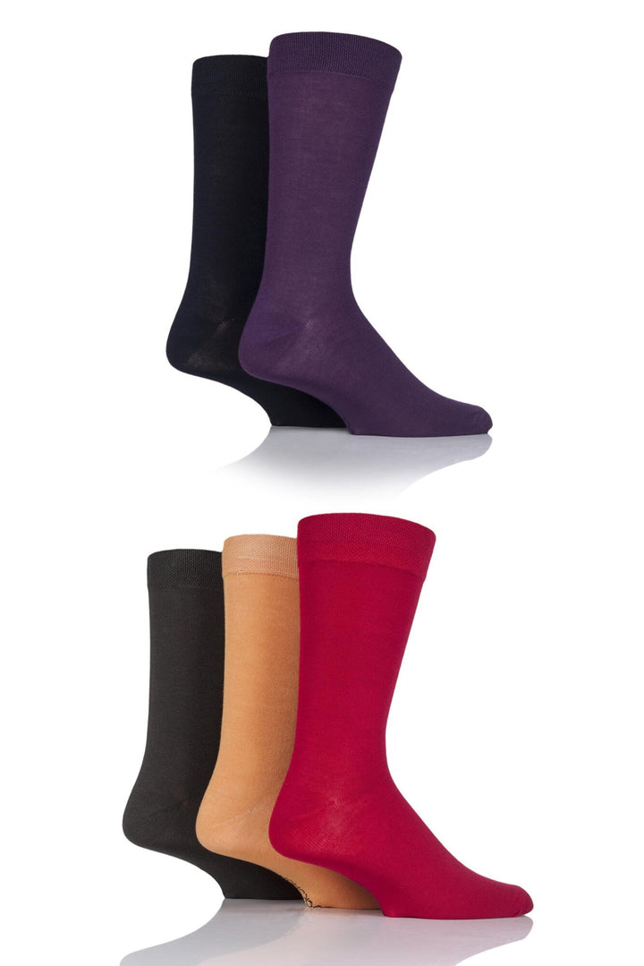SOCKSHOP 5PK Plain Colours Bamboo Sock-Mens 7-11
