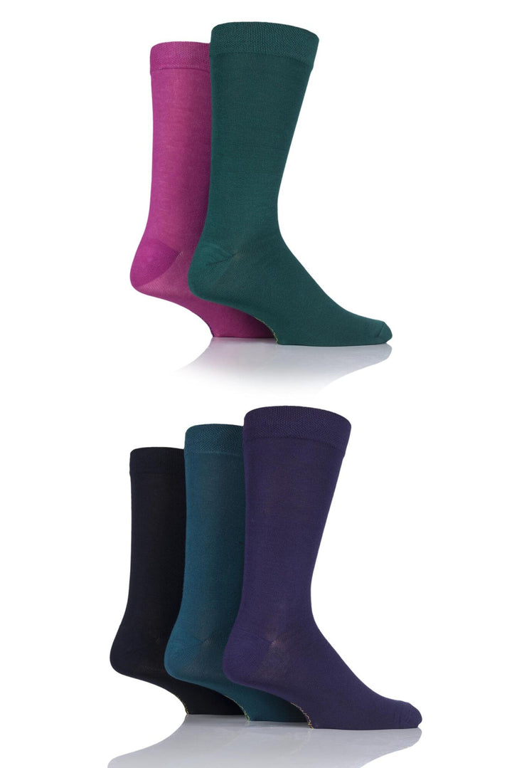 SOCKSHOP 5PK Plain Colours Bamboo Sock-Mens 7-11