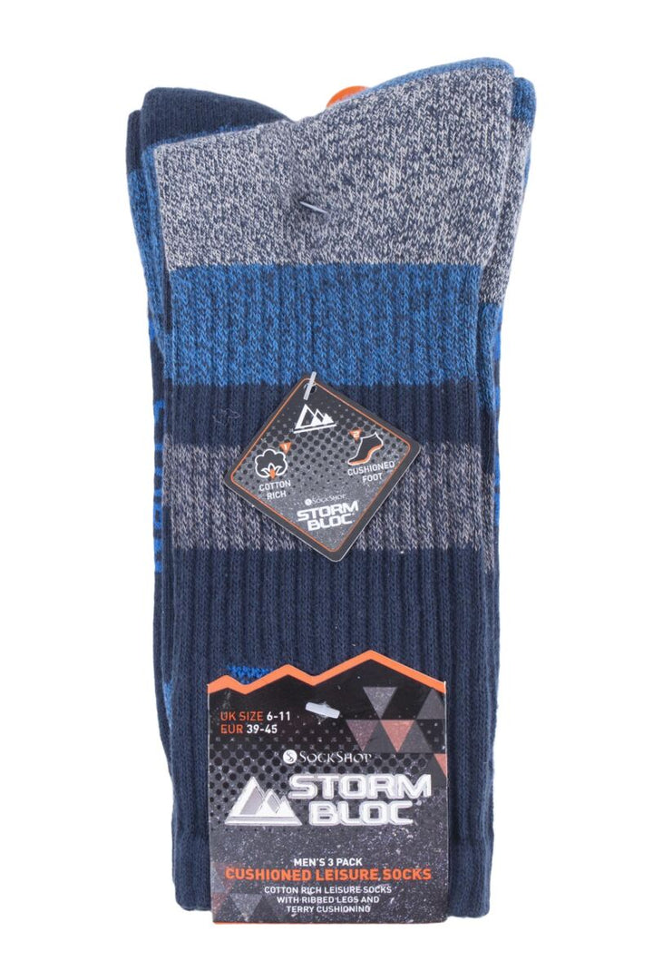 STORM BLOC 3Pk Striped Crew Socks - Mens 6-11