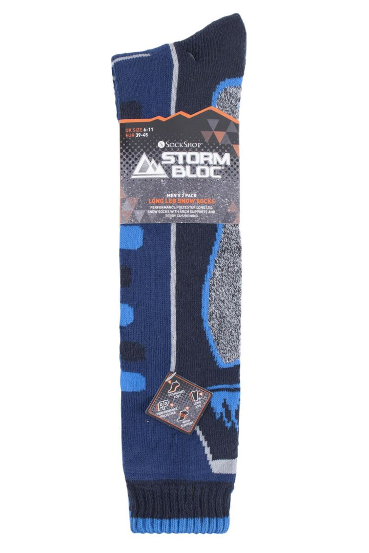 STORM BLOC 2Pk Long Leg Ski Socks-Mens 6-11