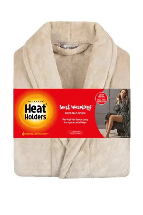 thermal dressing gown ladies Heat Holders - Ladies Fleece Dressing Gown - Ice Grey