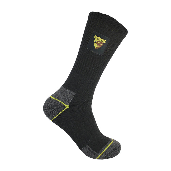 AFL Hawthorn Hawks 2Pk Heavy Duty Work Sock