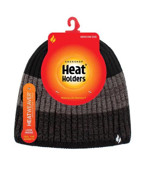 HEAT HOLDERS Mens Themal Block Stripe Linden Beanie