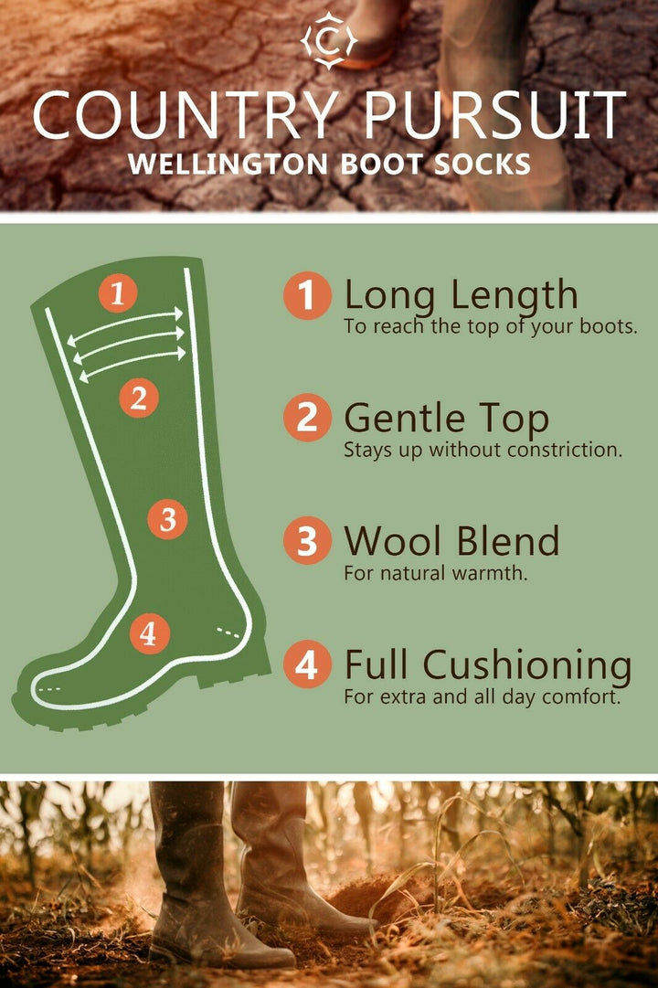 SOCKSHOP  COUNTRY PURSUIT 1Pk Wool Blend Long Outdoor Socks-Mens 7-11