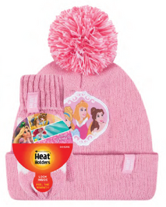 Heat Holders Licensed Disney Hat and Mittens Set-PRINCESS-Girls 3-6 years