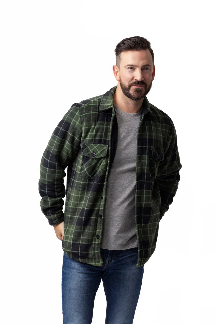 Green flannel 2025 jacket men's