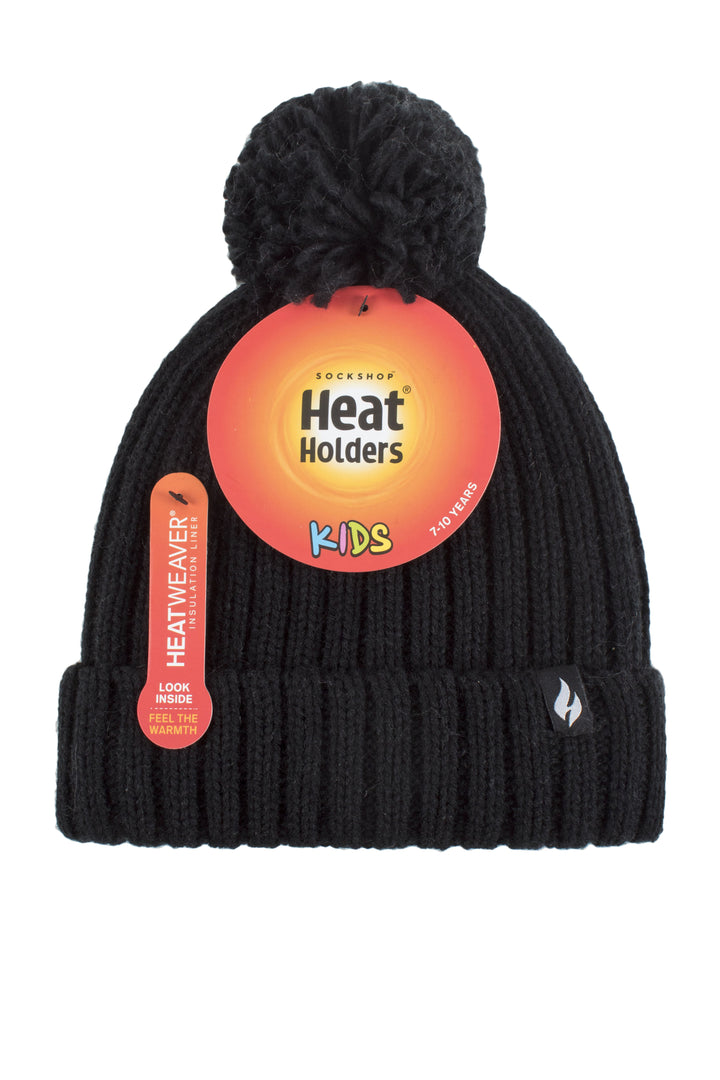 HEAT HOLDERS Enchanted Forest Ribbed Thermal Beanie with Pom Pom-Girls 7-10 Years