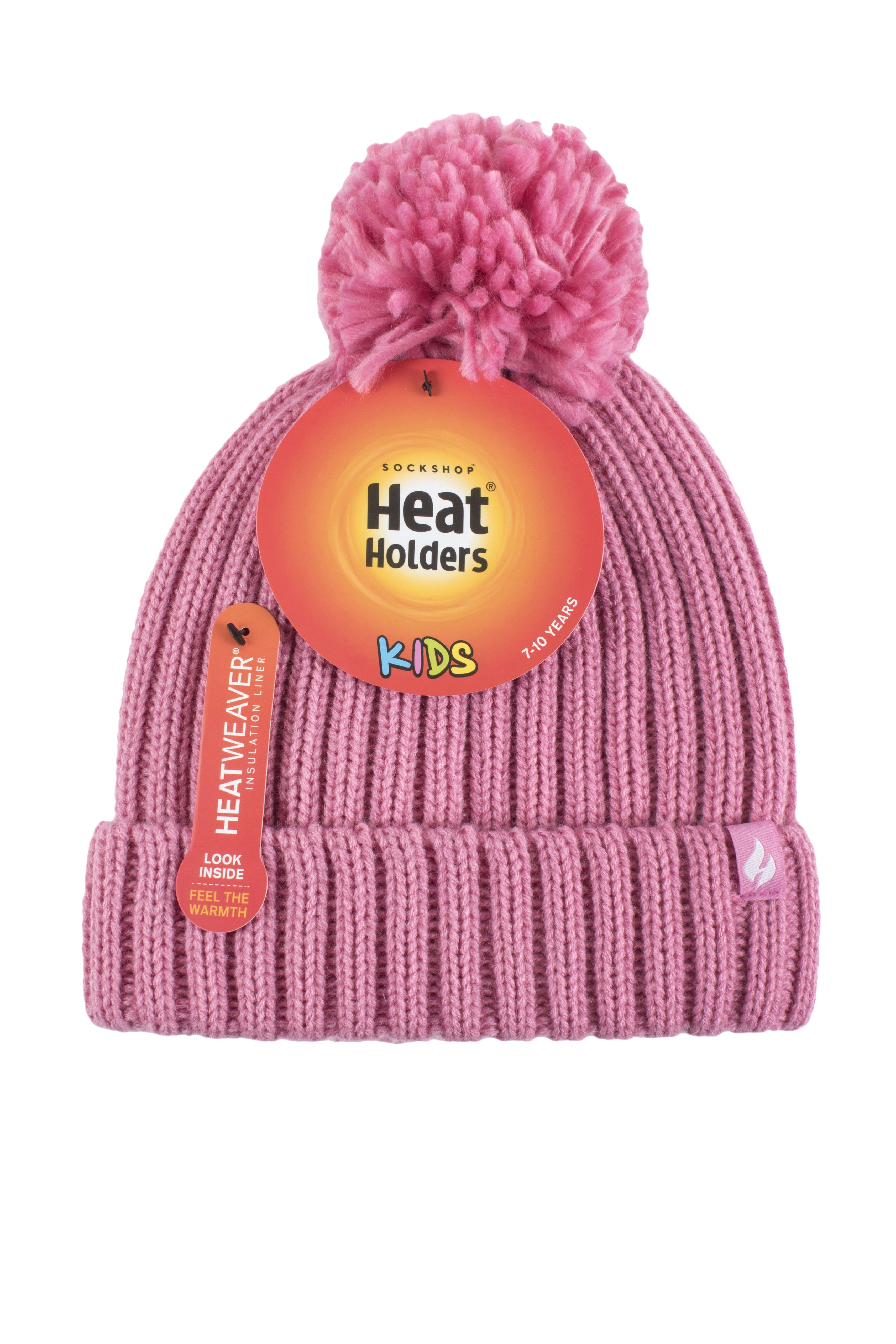 HEAT HOLDERS Enchanted Forest Ribbed Thermal Beanie with Pom Pom-Girls 7-10 Years