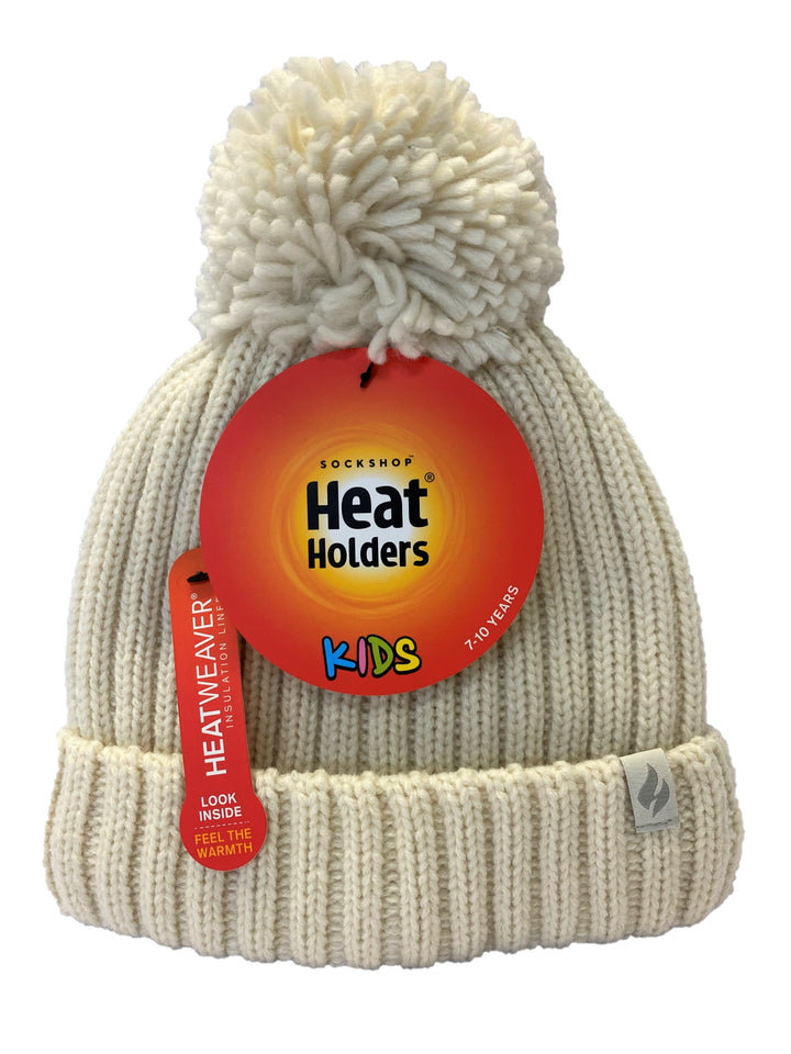 HEAT HOLDERS Enchanted Forest Ribbed Thermal Beanie with Pom Pom-Girls 7-10 Years