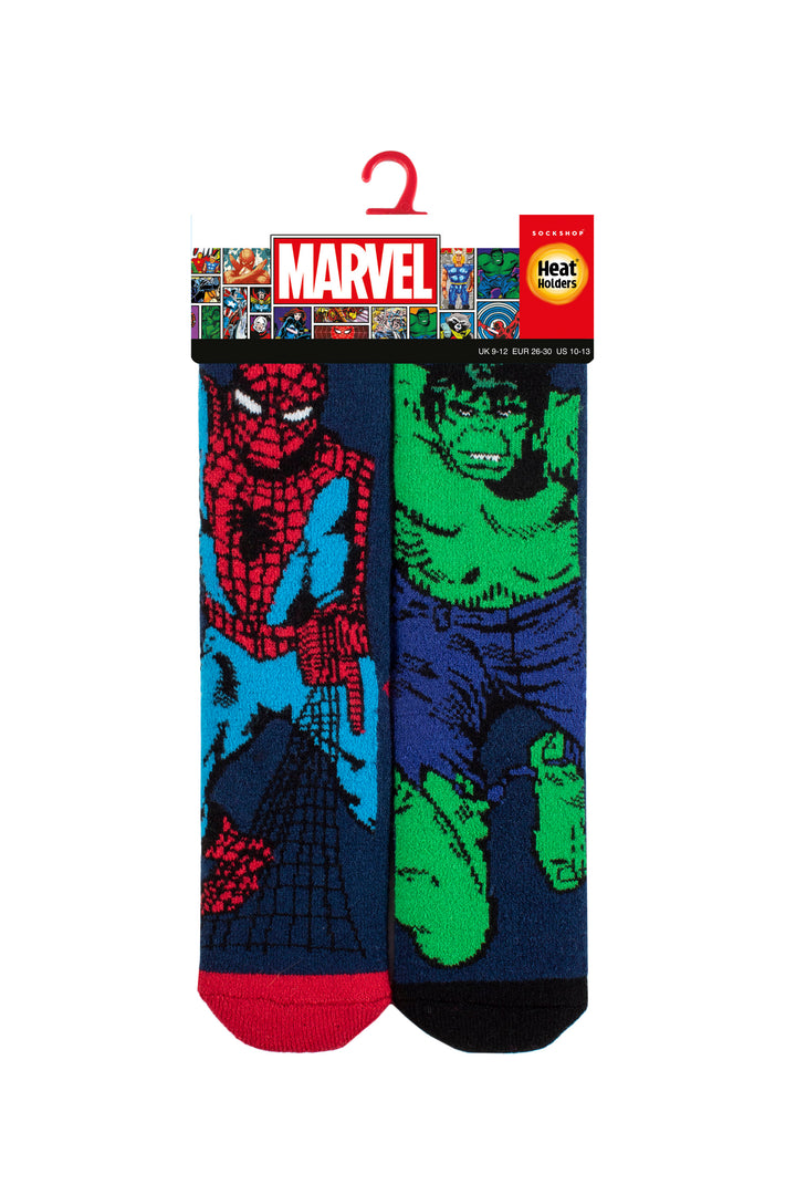 HEAT HOLDERS Lite Licensed Marvel Character Socks -Hulk and Spiderman-Kids