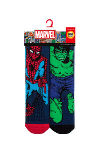 HEAT HOLDERS Lite Licensed Marvel Character Socks-Hulk and Spiderman-Mens 6-11