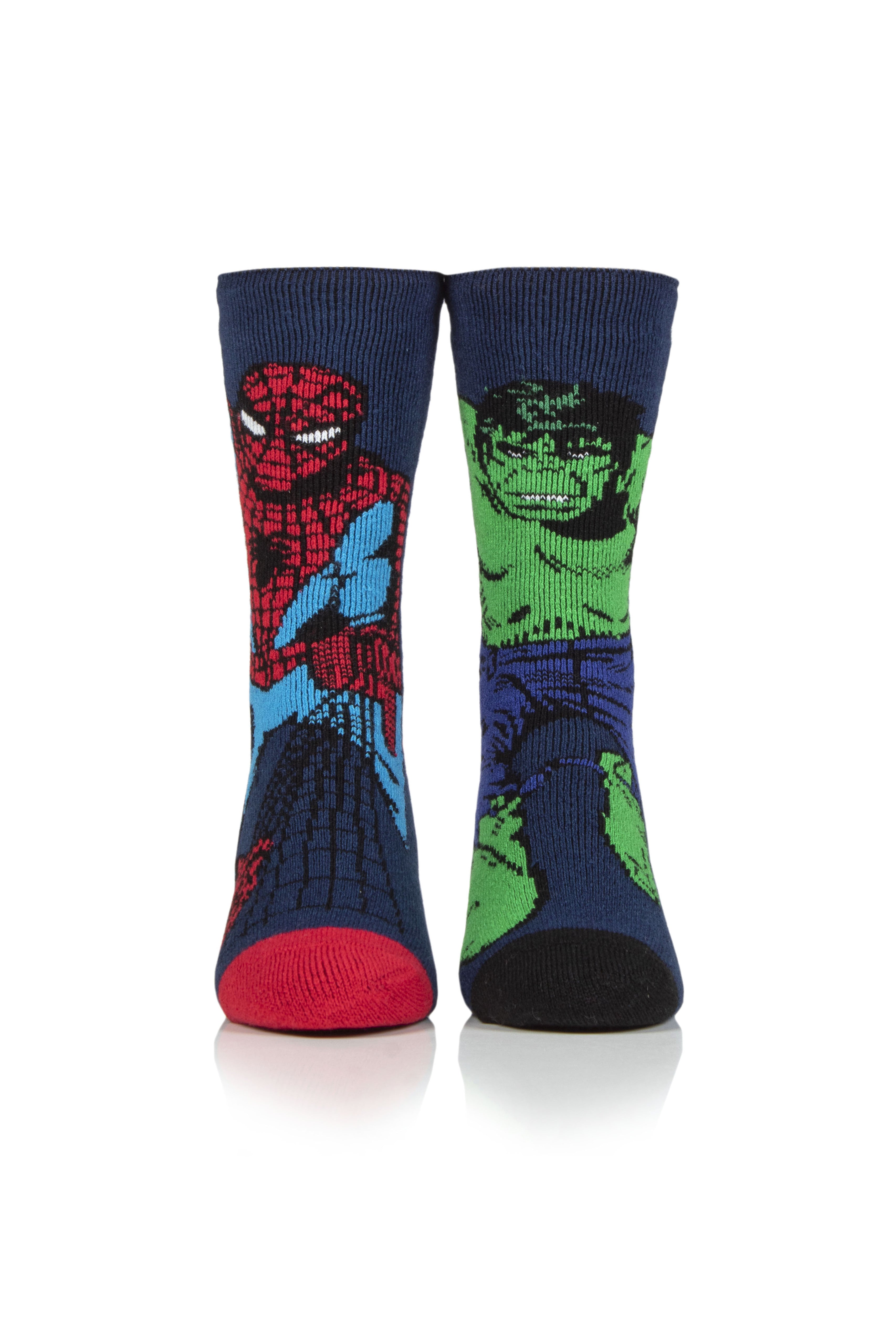 Hulk Sock Rip HEAT HOLDERS Lite Licensed Marvel Character Socks-Hulk and Spiderman-M