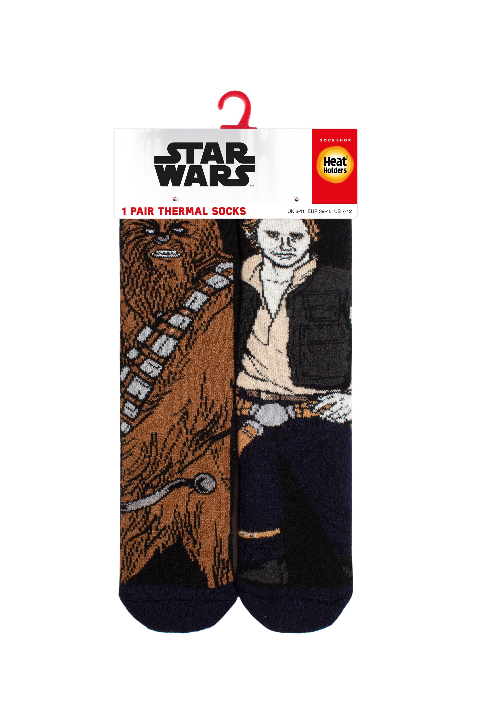 HEAT HOLDERS Lite Licensed Star Wars Character Socks-Chewie and Hans Solo-Mens 6-11