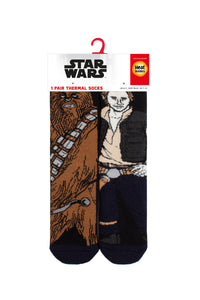 HEAT HOLDERS Lite Licensed Star Wars Character Socks-Chewie and Hans Solo-Mens 6-11