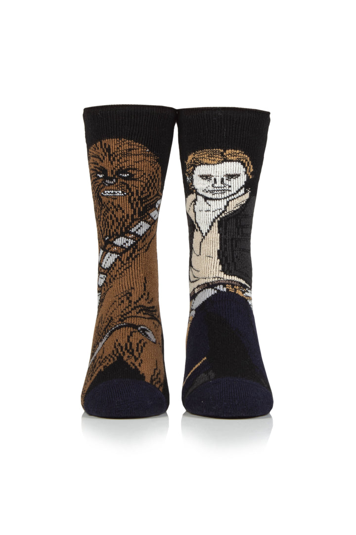 HEAT HOLDERS Lite Licensed Star Wars Character Socks-Chewie and Hans Solo-Mens 6-11