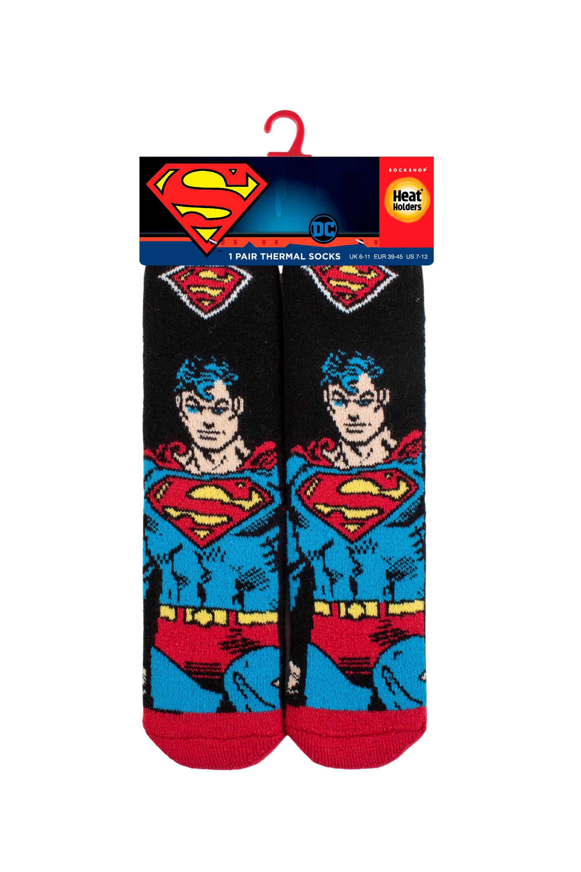 HEAT HOLDERS Lite Licensed DC Character Socks-Superman-Mens 6/11
