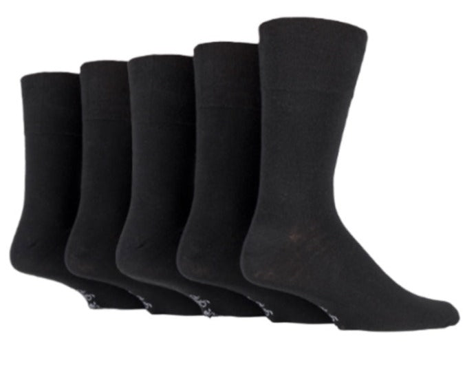 GENTLE GRIP 5Pk Business Socks-BLACK-Mens 6-11