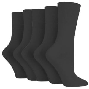 GENTLE GRIP 5Pk Business Socks-BLACK-Womens 4-8