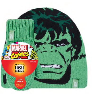 HEAT HOLDERS Licensed Marvel Hat and Mittens Set -HULK 3-6 years