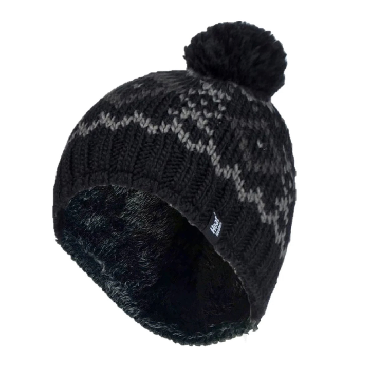 HEAT HOLDERS Helsinki Chunky Knit Jacquard Thermal Beanie with Pom Pom-Mens