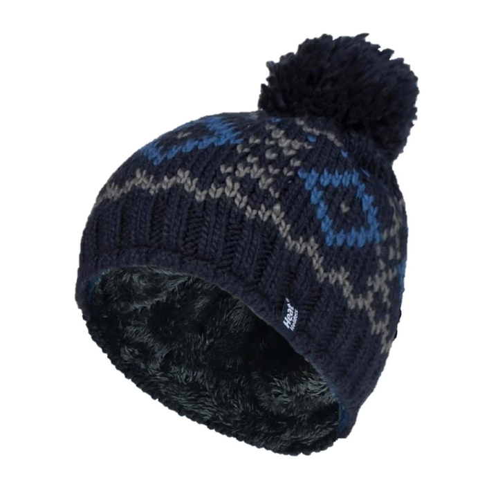 HEAT HOLDERS Helsinki Chunky Knit Jacquard Thermal Beanie with Pom Pom-Mens