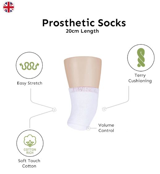 IOMI FOOTNURSE 6Pk Prosthetic Socks For Below Knee Amputees- 20cm