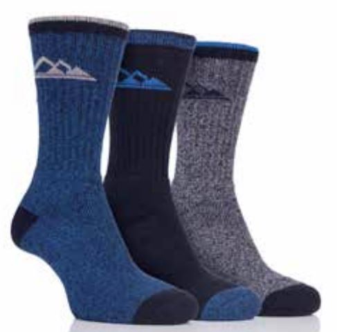 STORM BLOC 3Pk Marl Cushioned Boot Socks -Mens 6-11