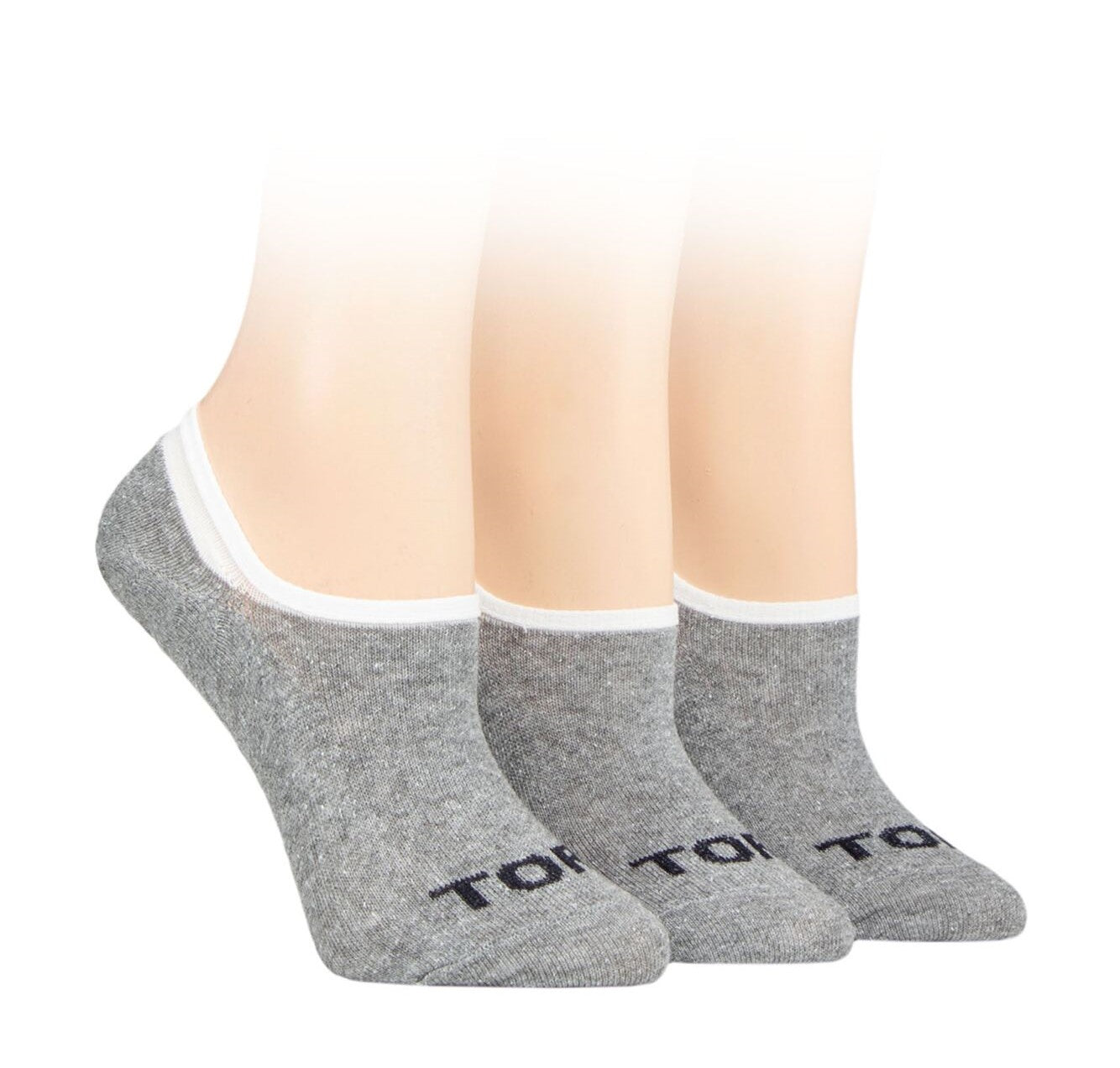 TORE 3PK 100% Recycled Plain Ped "No Show" Socks -Womens 4-8