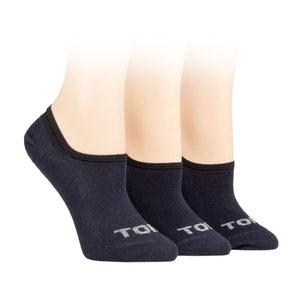 TORE 3PK 100% Recycled Plain Ped "No Show" Socks -Womens 4-8
