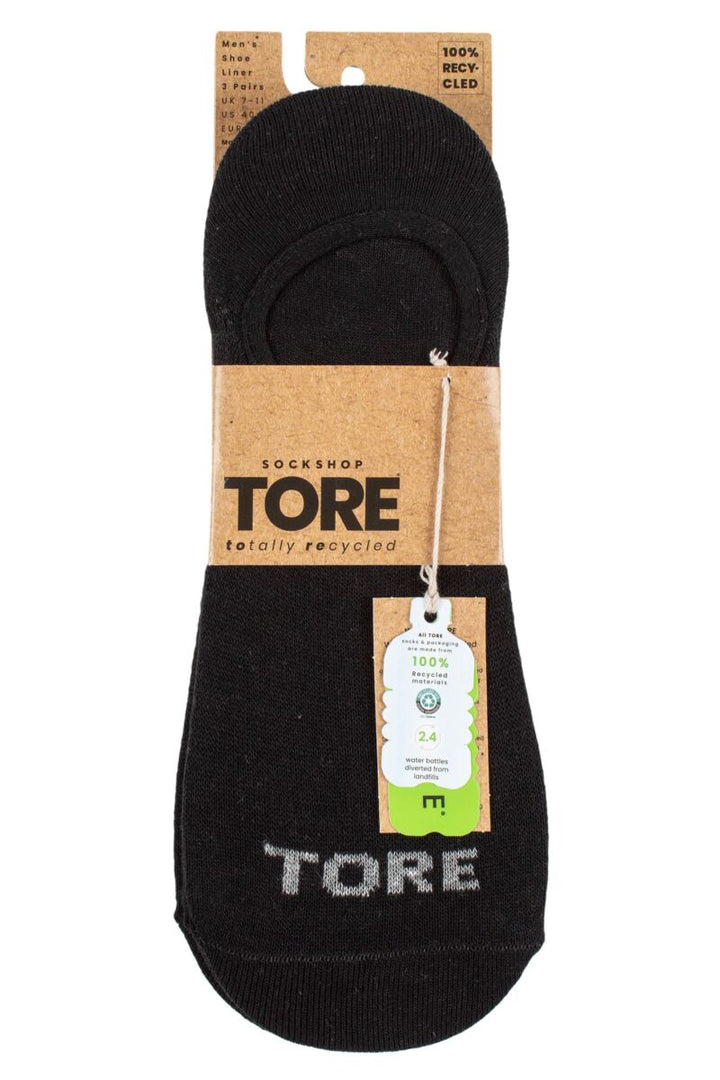 TORE 3PK 100% Recycled Plain Ped "No Show" Socks -Mens 7-11