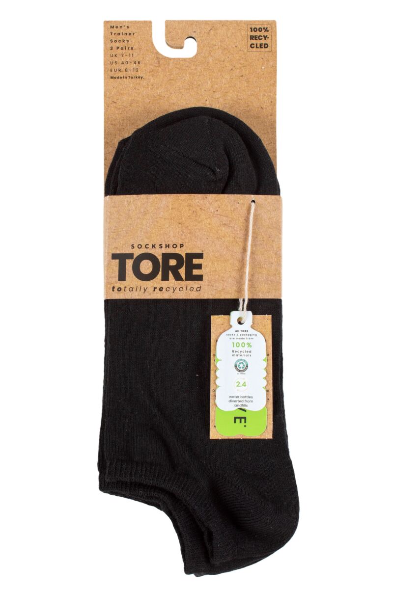 TORE 3Pk 100% Recycled Cotton Plain Sports Trainer Socks