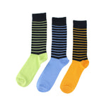 Load image into Gallery viewer, WILDFEET 3PK Bamboo Jacquard Stripe Socks- Mens 7-11
