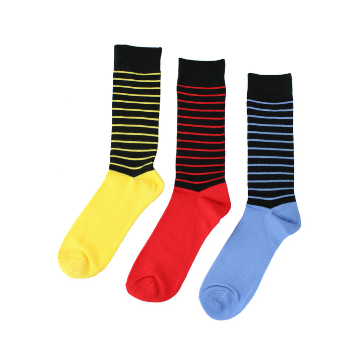 WILDFEET 3PK Bamboo Jacquard Stripe Socks- Mens 7-11