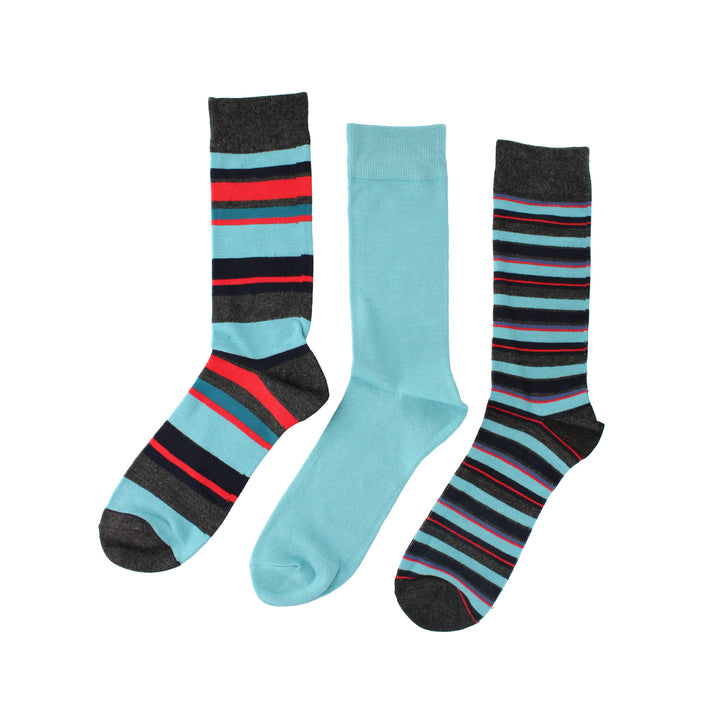 WILDFEET 3PK Bamboo Jacquard Stripe Socks- Mens 7-11