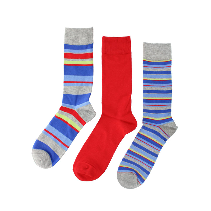 WILDFEET 3PK Bamboo Jacquard Stripe Socks- Mens 7-11