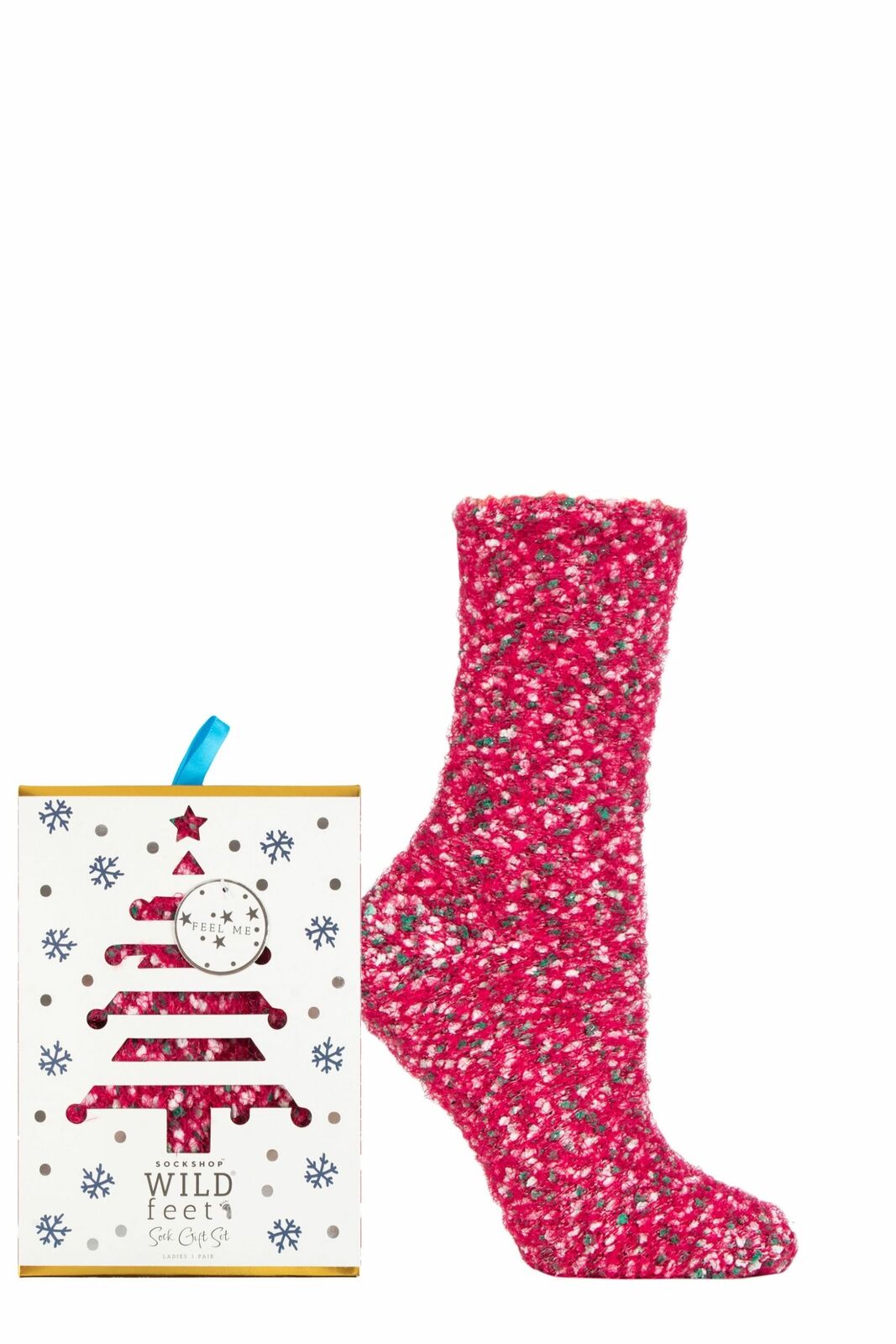 WILDFEET 1PK Gift Boxed Christmas Popcorn Bed Socks-Womens 4-8
