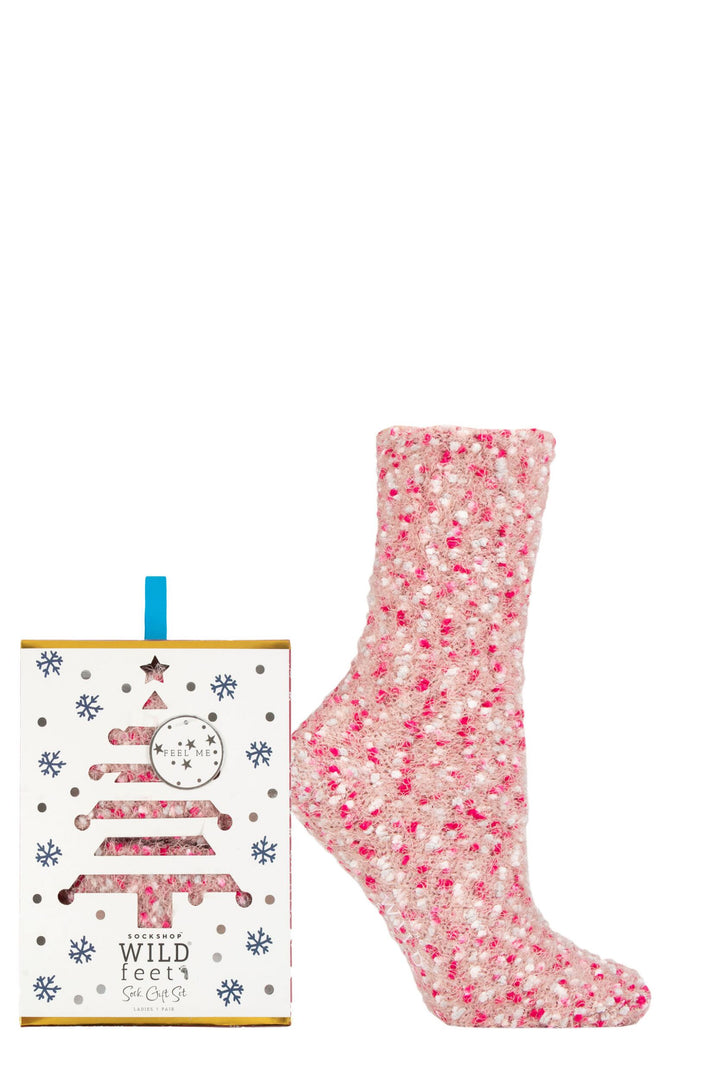 WILDFEET 1PK Gift Boxed Christmas Popcorn Bed Socks-Womens 4-8