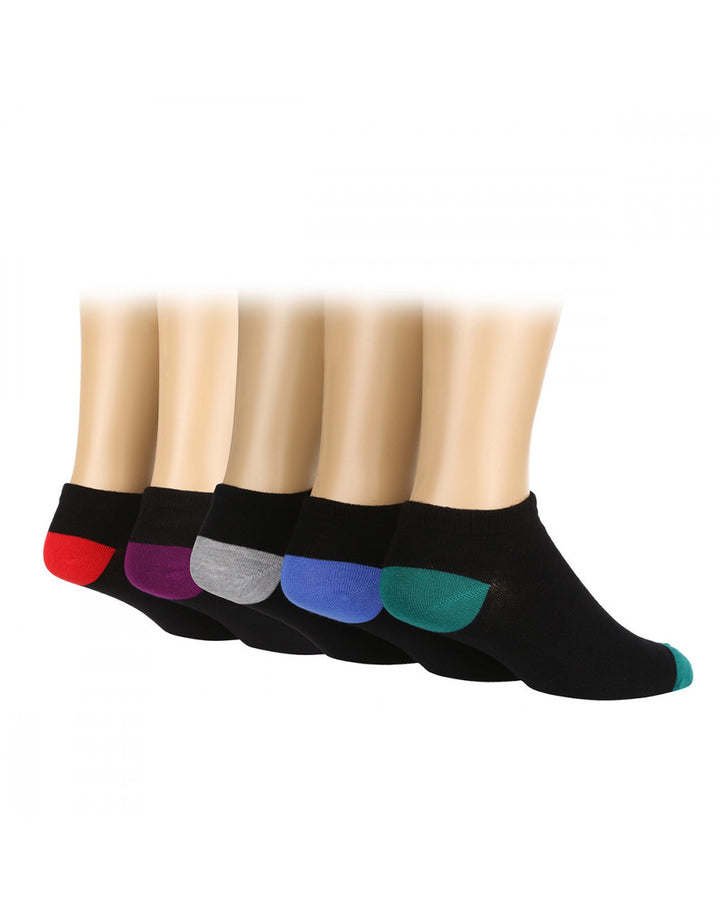 WILDFEET 5PK Heel & Toe Bamboo Trainer Socks - Mens 7-11