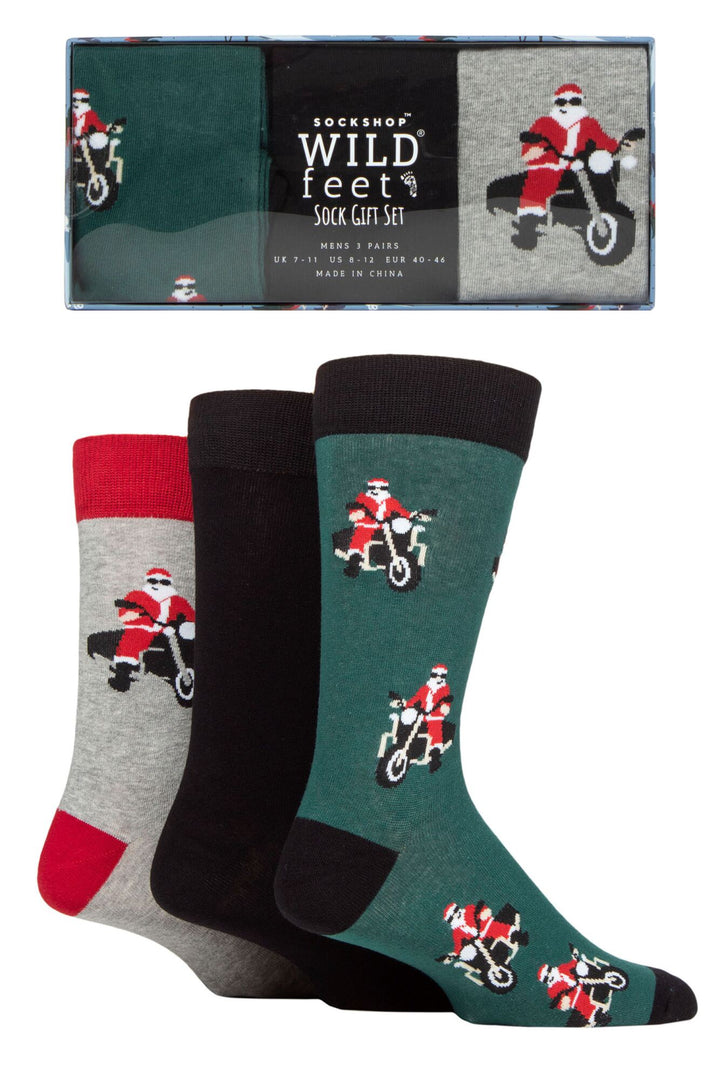 WILDFEET 3PK Christmas Gift Boxed Socks-Mens 7-11