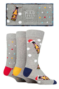 WILDFEET 3PK Christmas Gift Boxed Socks-Mens 7-11