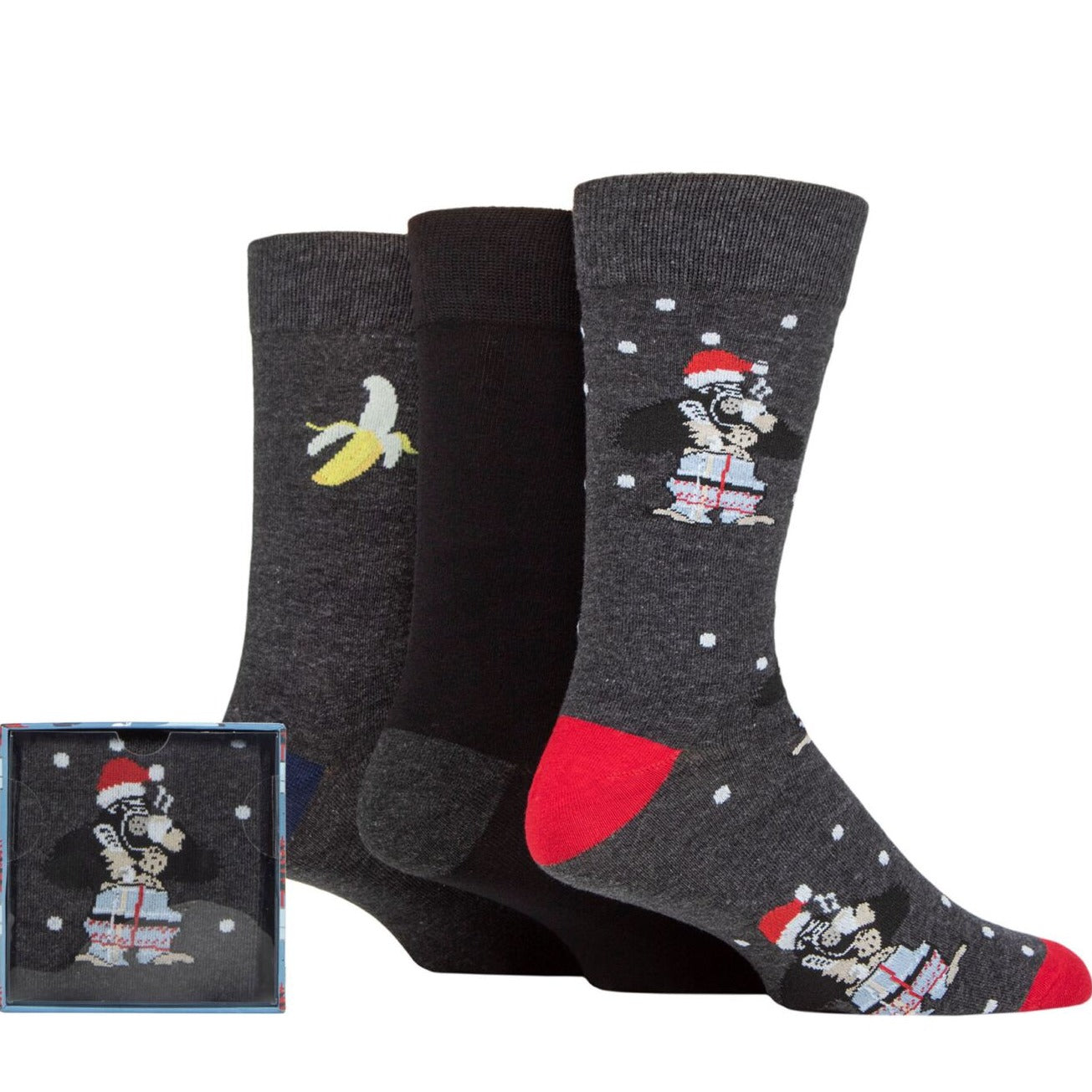 WILDFEET 3PK Christmas Cube Gift Boxed Socks-Mens 7-11