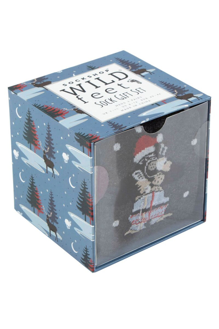 WILDFEET 3PK Christmas Cube Gift Boxed Socks-Mens 7-11