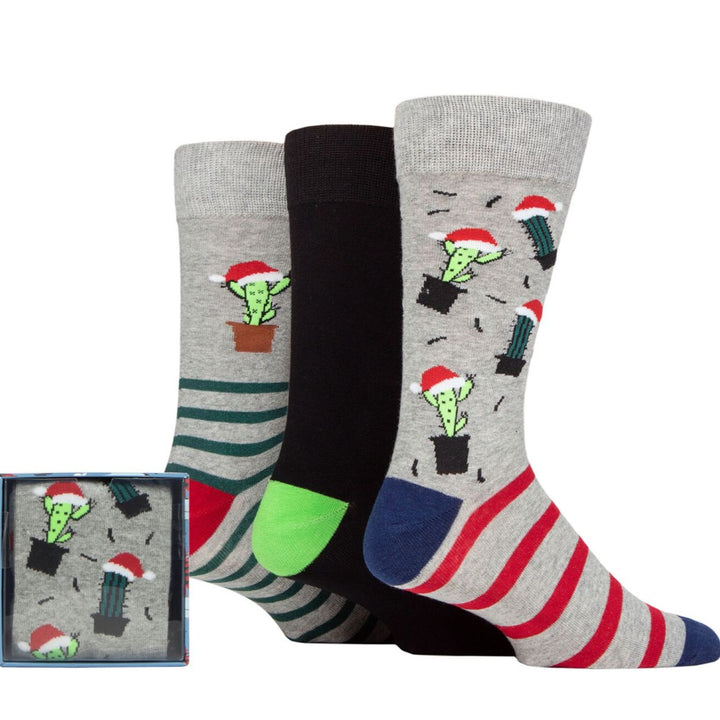 WILDFEET 3PK Christmas Cube Gift Boxed Socks-Mens 7-11