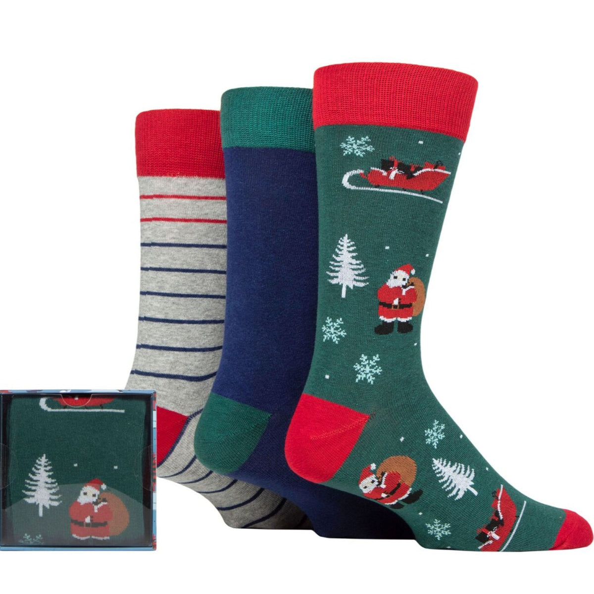 Boxed Sock WILDFEET 3PK Christmas Cube Gift Boxed Socks-Mens 7-11