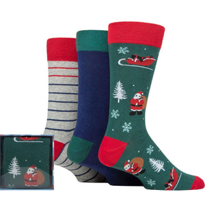 WILDFEET 3PK Christmas Cube Gift Boxed Socks-Mens 7-11