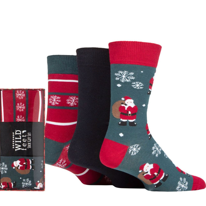WILDFEET 3PK Christmas Gift Boxed Socks-Mens 7-11