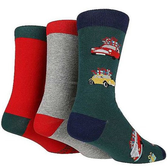 WILDFEET 3PK  Christmas Novelty Cotton Socks - Mens 7-11