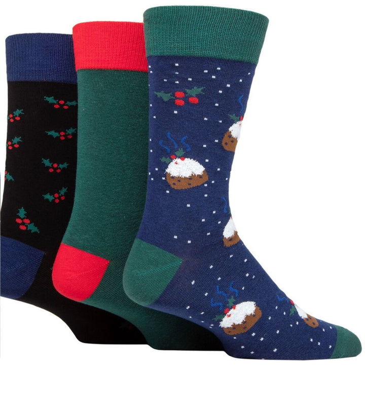 WILDFEET 3PK  Christmas Novelty Cotton Socks - Mens 7-11