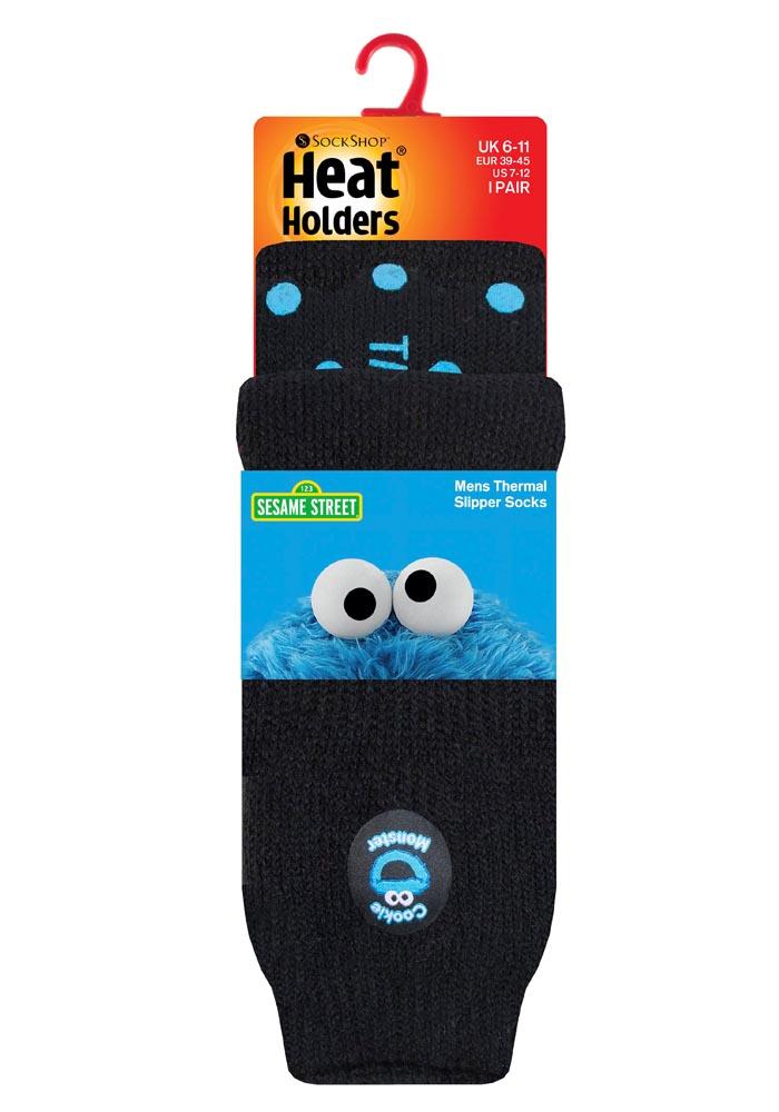 HEAT HOLDERS Licensed Cookie Monster Slipper Socks 6-11